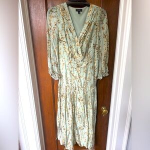 Current Air, faux wrap, drop waist dress with long sleeves size XS